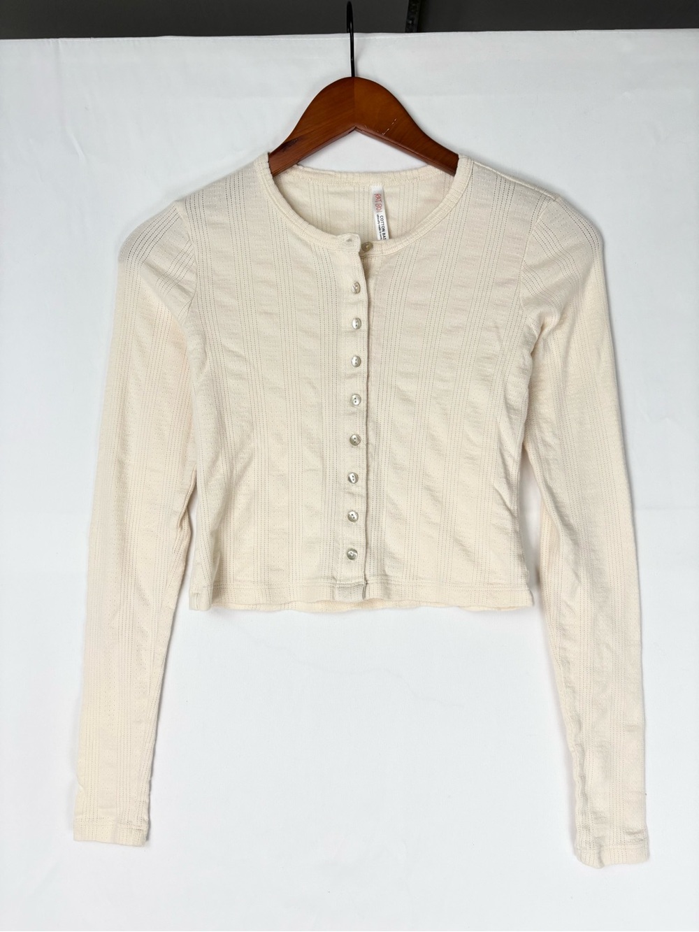 Rat Boi Pointelle Cardigan Cream Size XS Cotton White